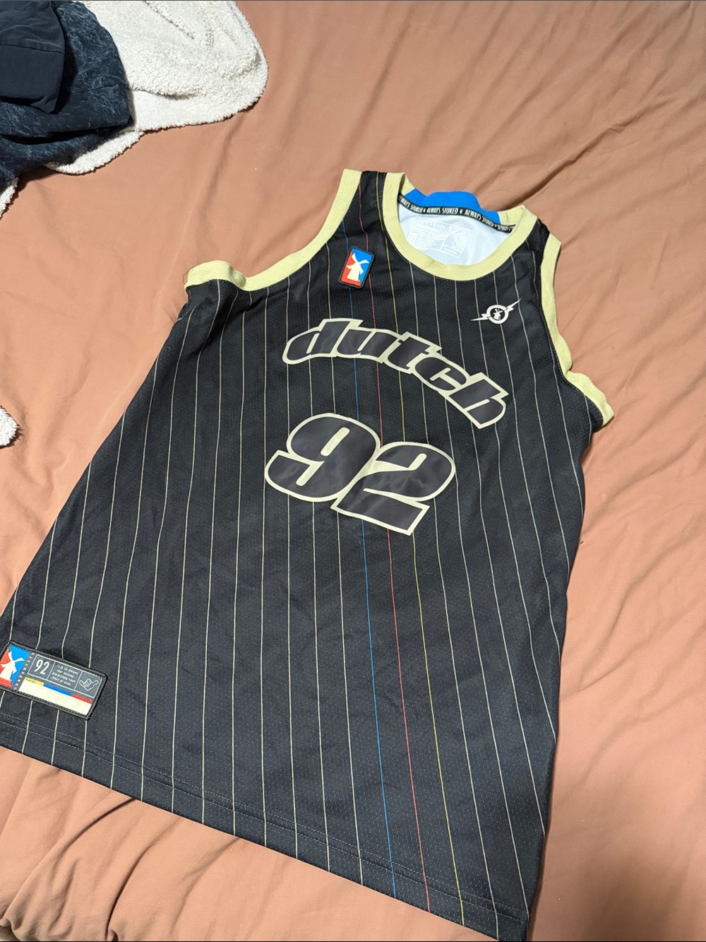 Dutch Bros 92 Black Pinstripe Basketball Jersey